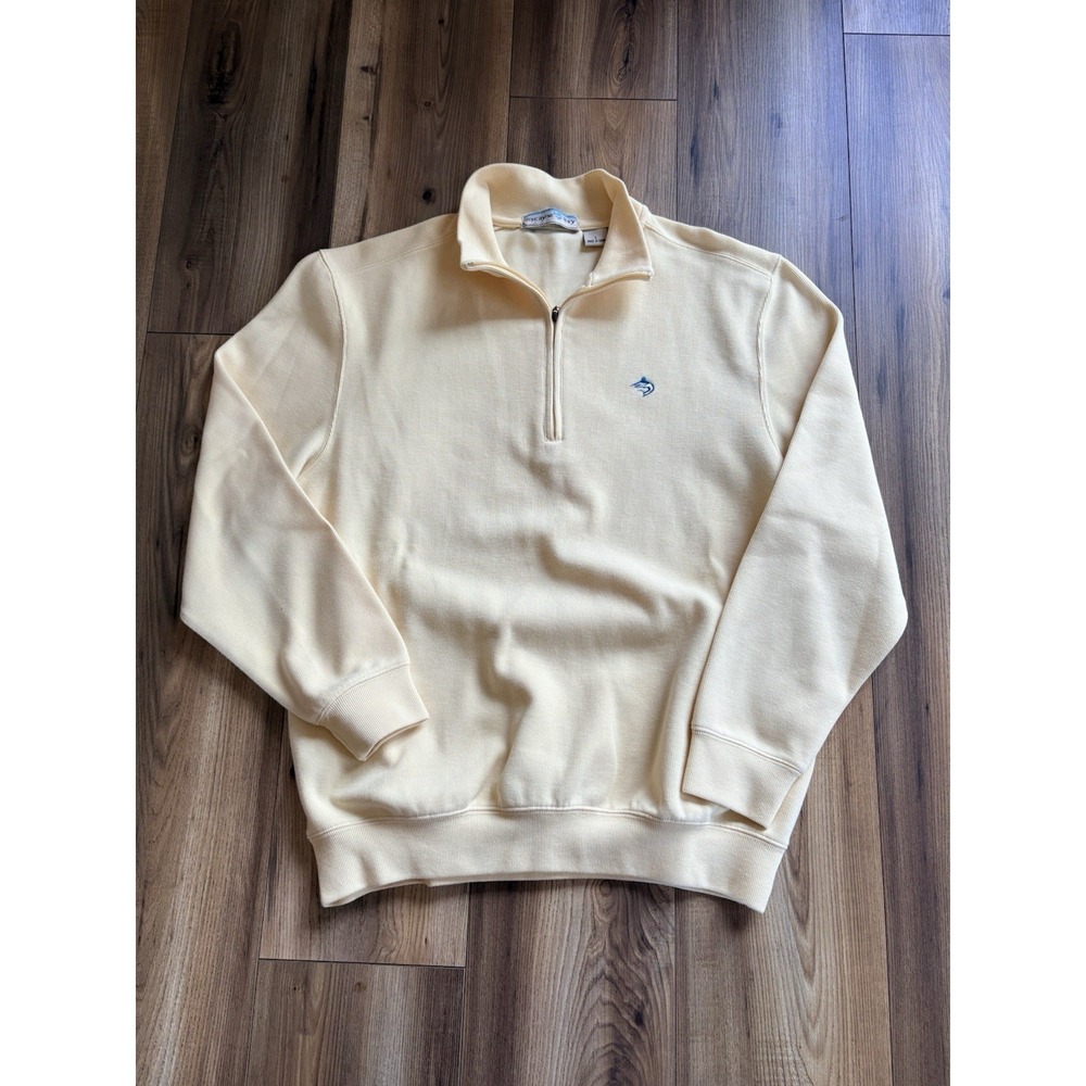 Biscayne Bay Quarterzip Pullover Yellow Men Large Golf Cotton Blend Beach Casual